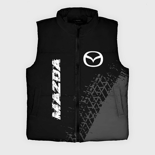 Мужской жилет Mazda speed на темном фоне со следами шин: надпись / 3D-Черный – фото 1