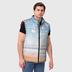 Мужской жилет Песчаный пляж и красивое небо, цвет: 3D-красный — фото 2