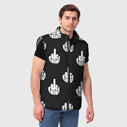 Мужской жилет С факами на английском - паттерн, цвет: 3D-светло-серый — фото 2