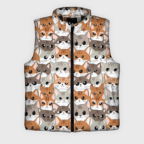 Мужской жилет Паттерн милые котики / 3D-Черный – фото 1
