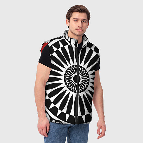 Мужской жилет Черно белый узор с радиусами / 3D-Красный – фото 3