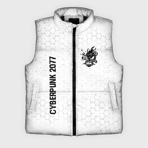 Мужской жилет Cyberpunk 2077 glitch на светлом фоне: надпись, си / 3D-Черный – фото 1
