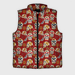 Мужской жилет Мексиканские черепа с бабочками, цвет: 3D-светло-серый