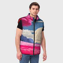 Мужской жилет Самурай в поле на закате, цвет: 3D-красный — фото 2