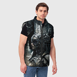 Мужской жилет Кибернетическая леди, цвет: 3D-светло-серый — фото 2