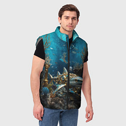 Мужской жилет Механическая акула, цвет: 3D-светло-серый — фото 2