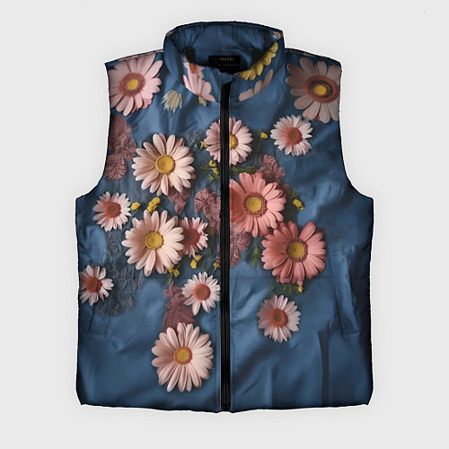 Мужской жилет Хризантемы на джинсе / 3D-Черный – фото 1