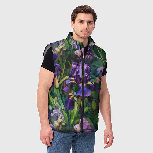 Мужской жилет Ирисы паттерн / 3D-Светло-серый – фото 3