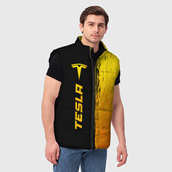 Мужской жилет Tesla - gold gradient: по-вертикали, цвет: 3D-черный — фото 2