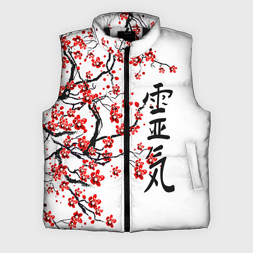 Мужской жилет Цветущее дерево сакуры / 3D-Черный – фото 1