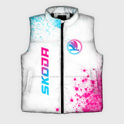 Мужской жилет Skoda neon gradient style: надпись, символ, цвет: 3D-черный