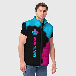 Мужской жилет Saints Row - neon gradient: по-вертикали, цвет: 3D-черный — фото 2