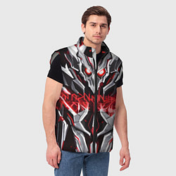 Мужской жилет Инопланетный красный скелет, цвет: 3D-светло-серый — фото 2