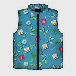 Мужской жилет Цветы и зеленые веточки, цвет: 3D-светло-серый