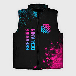 Мужской жилет Breaking Benjamin - neon gradient: надпись, символ, цвет: 3D-черный