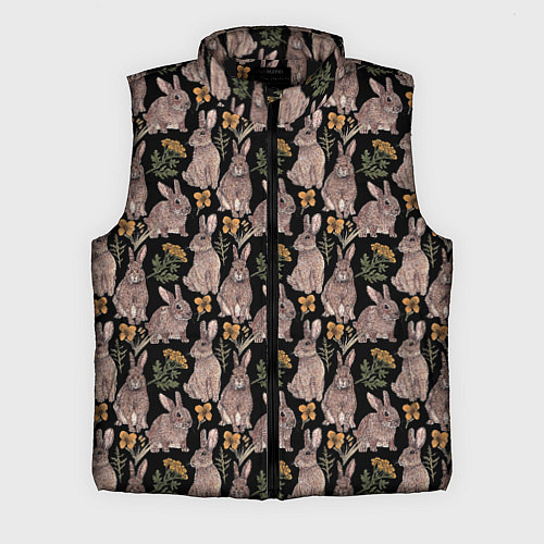 Мужской жилет Зайцы и пижма / 3D-Черный – фото 1