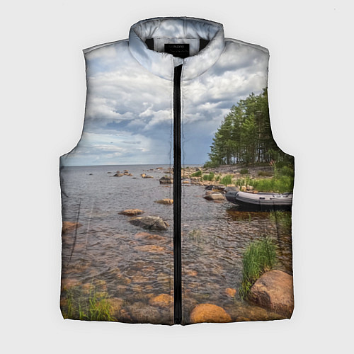 Мужской жилет Лодка на Ладоге / 3D-Черный – фото 1