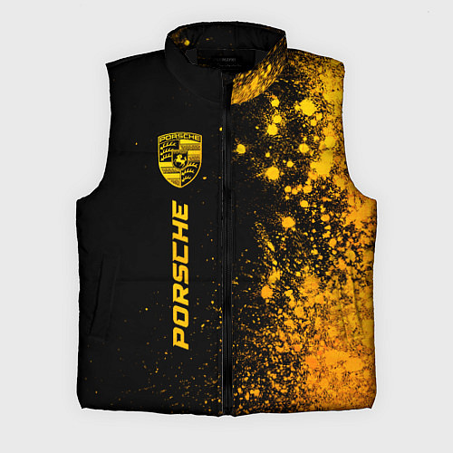 Мужской жилет Porsche - gold gradient: по-вертикали / 3D-Черный – фото 1