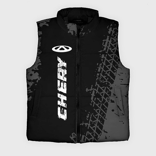 Мужской жилет Chery speed на темном фоне со следами шин: по-верт / 3D-Черный – фото 1