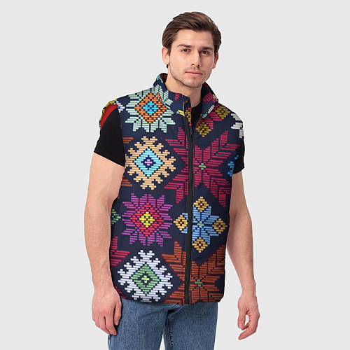 Мужской жилет Орнамент удмуртский / 3D-Красный – фото 3