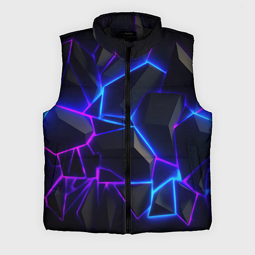Мужской жилет Синий и фиолетовый неон / 3D-Черный – фото 1