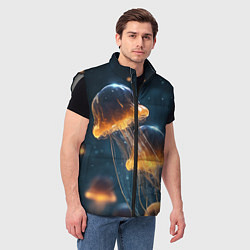Мужской жилет Люминисцентные медузы, цвет: 3D-светло-серый — фото 2