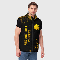 Мужской жилет Red Hot Chili Peppers - gold gradient: надпись, си, цвет: 3D-черный — фото 2