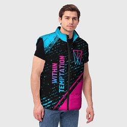 Мужской жилет Within Temptation - neon gradient: надпись, символ, цвет: 3D-черный — фото 2