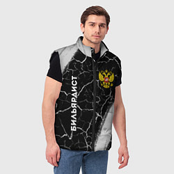 Мужской жилет Бильярдист из России и герб РФ: надпись, символ, цвет: 3D-черный — фото 2