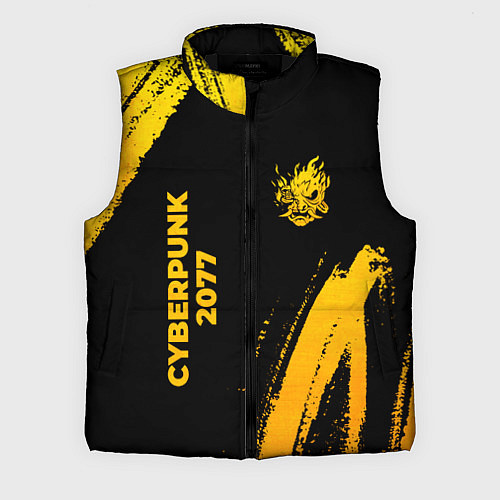 Мужской жилет Cyberpunk 2077 - gold gradient: надпись, символ / 3D-Черный – фото 1