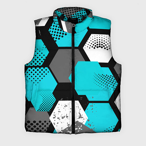 Мужской жилет Шестиугольники абстрактный фон / 3D-Черный – фото 1