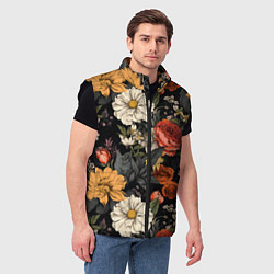 Мужской жилет Цветочный паттерн на черном, цвет: 3D-черный — фото 2