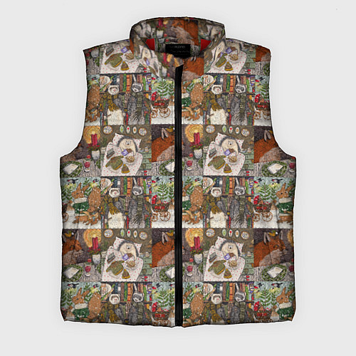 Мужской жилет Милые иллюстрации коллаж / 3D-Красный – фото 1