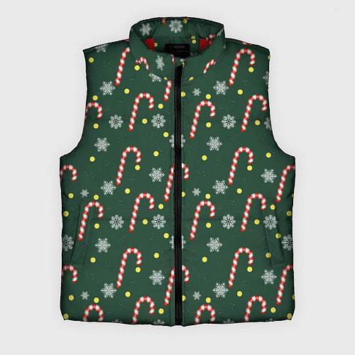 Мужской жилет Рождественский леденец и снежинки узор / 3D-Красный – фото 1