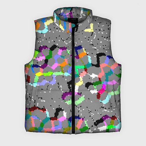 Мужской жилет Серая абстракция с цветными элементами / 3D-Светло-серый – фото 1