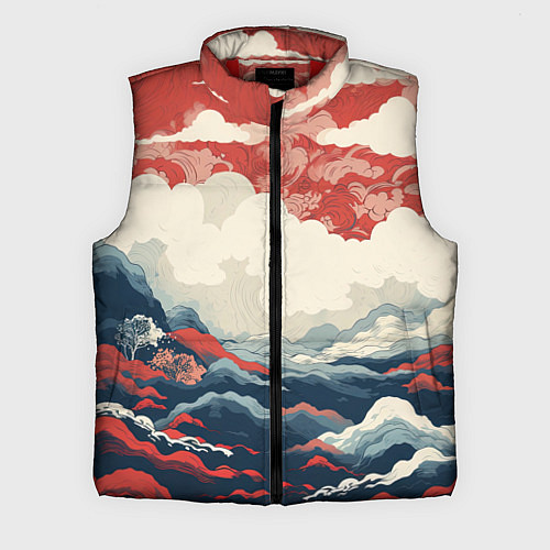 Мужской жилет Японская живопись / 3D-Красный – фото 1