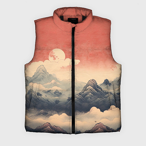 Мужской жилет Горный ретро пейзаж / 3D-Черный – фото 1