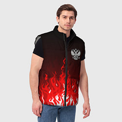 Мужской жилет Герб РФ - красное пламя, цвет: 3D-светло-серый — фото 2