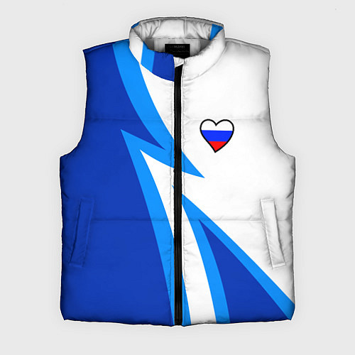 Мужской жилет Флаг России в сердечке - синий / 3D-Светло-серый – фото 1