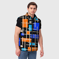 Мужской жилет Разноцветная прямоугольная абстракция, цвет: 3D-черный — фото 2