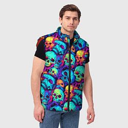 Мужской жилет Яркие кислотные черепа, цвет: 3D-красный — фото 2