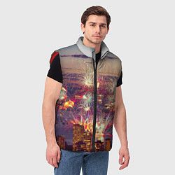 Мужской жилет Салют в ночном небе, цвет: 3D-красный — фото 2