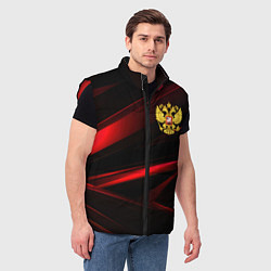 Мужской жилет Золотистый герб России, цвет: 3D-красный — фото 2