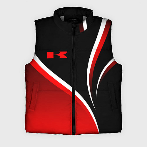 Мужской жилет Кавасаки - красные волны / 3D-Светло-серый – фото 1
