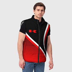 Мужской жилет Кавасаки - красные волны, цвет: 3D-светло-серый — фото 2