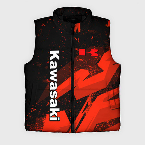 Мужской жилет Кавасаки - красные брызги / 3D-Черный – фото 1