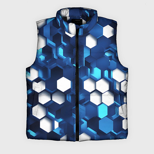 Мужской жилет Cyber hexagon Blue / 3D-Черный – фото 1