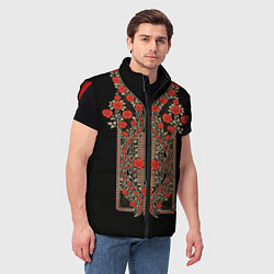 Мужской жилет Растительный цветочный орнамент - красные розы на, цвет: 3D-красный — фото 2