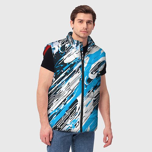 Мужской жилет Спонтанные брызги голубые / 3D-Красный – фото 3