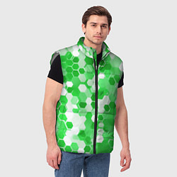 Мужской жилет Кибер Hexagon Зелёный, цвет: 3D-светло-серый — фото 2